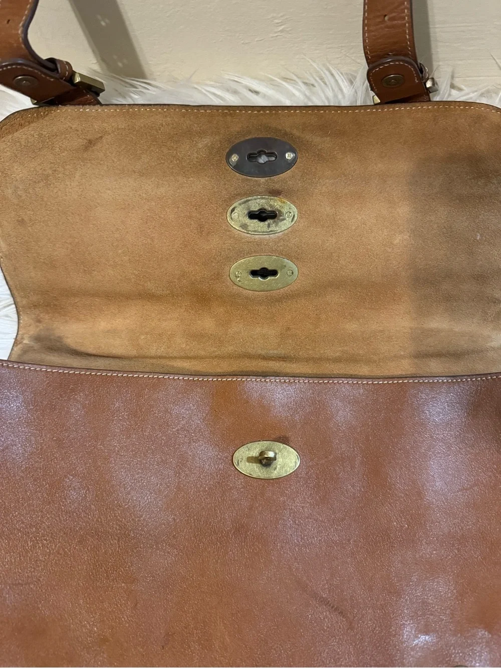 Classic Brown Leather Briefcase Messenger Bag